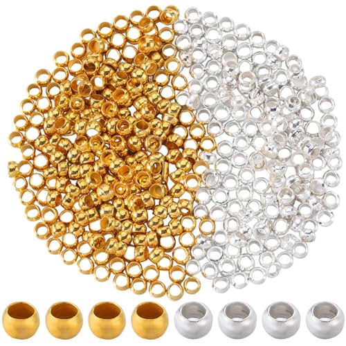 SOFPLATE 1 Box 2000 Stück 3 mm CrimpperleMetallRunde CrimpperlenAbstandshalterStopperPerlenKlemmendenGold/SilberRondell Crimpperle Für SchmuckherstellungCrimpperlenDIYArmbandOhrringBasteln von SOFPLATE