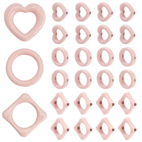 SOFPLATE 1 Box 3 Stile Metallperlenrahmen Hohlrahmenperlen Großpackung Legiertes Metall Rosa Herzförmig Quadratisch Rund Ringförmig Abstandshalter Für Schmuckherstellung Fundstücke DIY Basteln Halsket von SOFPLATE