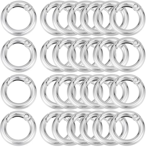 SOFPLATE 1 Box 30 Stück Silberne Feder O RingeRunder KarabinerhakenKreisZinklegierungKleinGlattOffen20 mm InnendurchmesserTorringe Für GeldbörseSchlüsselanhängerSchlüsselbandTaschenHerstellung von Zub von SOFPLATE