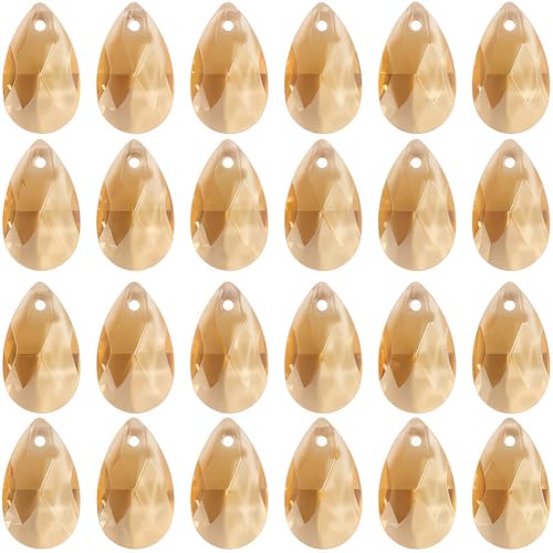 SOFPLATE 1 Box 40 Stück Facettierte Glasanhänger Kronleuchter Glaskristalle Tropfenform Helles Khaki Hängender Sonnenfänger Tropfenanhänger Charm Perlen Für Die Schmuckherstellung Charms Halsketten Kr von SOFPLATE
