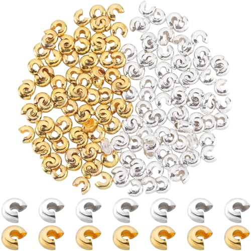 SOFPLATE 1 Box 400 Stück 4 mm Crimpperlenabdeckungen Crimpperlenkappen Gold Silber Halbrund Offen Crimper Stopper Endkappen Messing Crimp Abstandshalter Perlen Für DIY Handwerk Armbänder Schmuckherste SOFPLATE 1 Box 400 Stück 4 mm Crimpperlenabdeckungen Crimpperlenkappen Gold Silber Halbrund Offen Crimper Stopper Endkappen Messing Crimp Abstandshalter Perlen Für DIY Handwerk Armbänder Schmuckherste von SOFPLATE