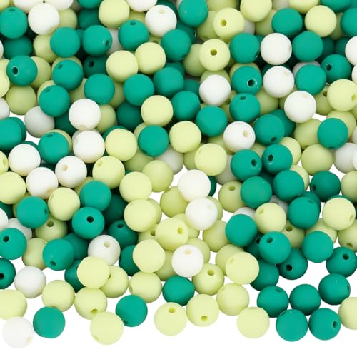 SOFPLATE 1 Box 500 Stück Matte Runde Perlen 8mm Acrylperlen Kunststoff Grün Mattiert Pastellfarben Matt Mix Aus Kaugummi Lose Abstandsperlen Für Armbänder Halsketten Ohrringe Schmuckherstellung Perle von SOFPLATE