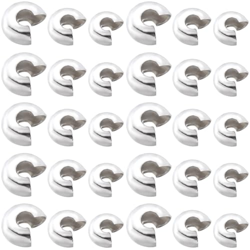 SOFPLATE 1 Box 600 Stück 3.2 mm 4 mm 5 mm Quetschperlen AbdeckungenSilberne Quetschperlen EndenHalbrunde Offene QuetschkappenMessing Crimp Abstandshalter PerlenZubehör Für Die SchmuckherstellungDIY Ar von SOFPLATE