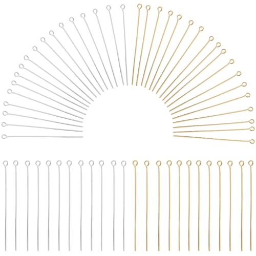 SOFPLATE 1 Box 600 Stück 50 mm Ösenstifte Schmuck Ösenstift Gold Silber Großpackung Ösenstifte Lange Kopfstifte Messing Offene Kopfstifte Beschläge Zur Schmuckherstellung Zubehör DIY Halsketten Armbän von SOFPLATE