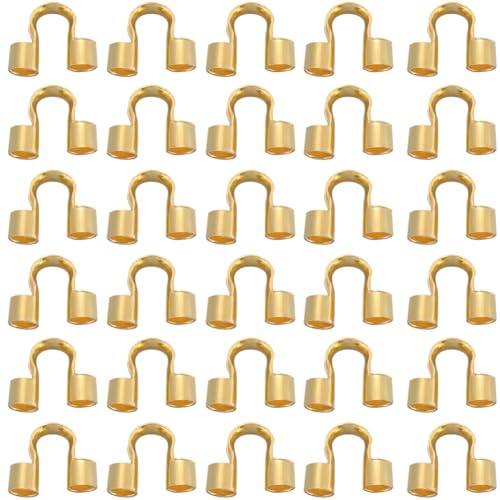 SOFPLATE 1 Box 600 Stück Drahtschutzschlaufen Für Schmuckdraht Messing U Förmig Kleine Doppellöcher Goldfaden Drahtschutz Für Die Schmuckherstellung Halsketten Armbänder Perlen Zubehör DIY Handwerk von SOFPLATE
