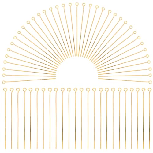 SOFPLATE 1 Box 600 Stück Schmuckkopfstifte Gold Ohrringstifte Beschläge Messing Hypoallergen Lange Dünne Gerade Perlenlochschrauben Augenstift Zur Schmuckherstellung Ohrringe Armbänder Zubehör Zubehör von SOFPLATE
