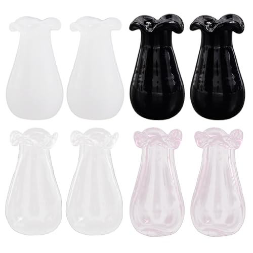 SOFPLATE 1 Box 8 Stück 4 Farben Winzige Vasen Dekoration Miniaturgläser Transparente Wassertropfenform Katzenschnurrhaarhalter Kleines Mikrokosmos Zubehör Mini Vasen Für Blumenn Hunde Und Katzenhaare von SOFPLATE