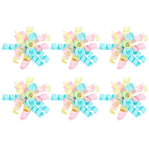 SOFPLATE 1 Box 8 Stück Osterschleifen Geschenkpapierschleifen Große Gelockte Schleifen Rosa Gelb Blau Selbstklebende Ripsbandschleifen Zum Verpacken von Geschenken Leckerlitüten Geschenktüten Geburtst von SOFPLATE