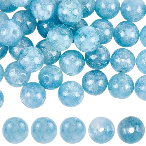 SOFPLATE 1 Box 80 Stück Hellblaue Edelsteinperlen 6mm Natürliche Achatperlen Lose Runde Glatt Polierte Glänzende Undurchsichtige Abstandshalter Für Die Schmuckherstellung DIY Bastelarbeiten Armbänder von SOFPLATE