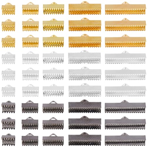 SOFPLATE 1 Box Mit 150 goldenen Bandendklemmen Für Armbänder Metall Crimpenden Eisenklemmen Bunte Leder Lesezeichen Verschlusskordeln Beschläge Zur Schmuckherstellung Choker Armbänder Fußkettchen Zube von SOFPLATE