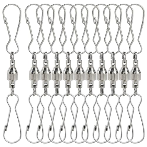 SOFPLATE 1 Box Mit 20 drehbaren Doppelclips Drehbaren Aufhängehaken 360 Grad Drehbar Edelstahl Silberne Windsack Spiralschwänze Kristall Twister Zum Aufhängen von Windspinnern Sonnenfänger Flaggen Par SOFPLATE 1 Box Mit 20 drehbaren Doppelclips Drehbaren Aufhängehaken 360 Grad Drehbar Edelstahl Silberne Windsack Spiralschwänze Kristall Twister Zum Aufhängen von Windspinnern Sonnenfänger Flaggen Par von SOFPLATE