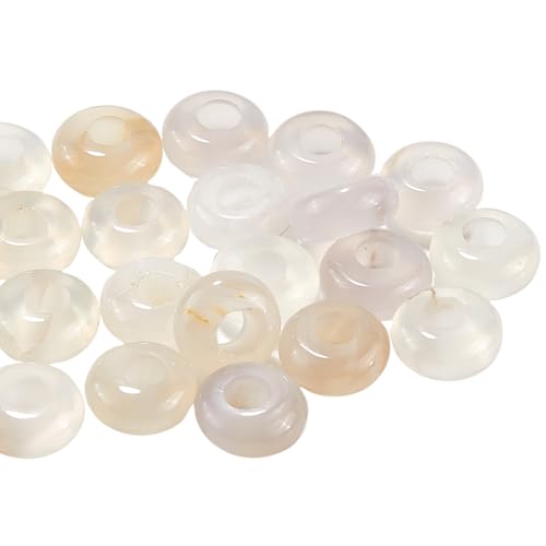 SOFPLATE 1 Box Mit 30 Steinperlen Mit Großem Loch Edelsteinperlen Mit Großem Loch Weißer Natürlicher Klarer Weißer Jade Lose Abstandshalter Rondelleförmige Perlen In Großpackung Zur Schmuckherstellung von SOFPLATE