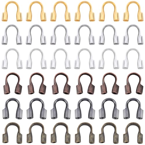 SOFPLATE 1200 Stück 6 Farben Drahtschutz Fadendrahtschutz Messingschutzschlaufe U Förmiges Schutzrohr Drahtschutzschlaufe Beschläge Für Ohrringe Armbänder Halsketten Schmuck DIY Perlenarbeiten Basteln von SOFPLATE