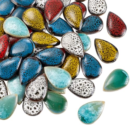 SOFPLATE 1 Schachtel 200g Unregelmäßige Keramik Mosaikfliesen Wassertropfen Mosaik Keramikstücke Bunte Zerbrochene Porzellanteller Regentropfen Fliesen Großpackung Für Heimwerker Bastelteller Blumentö von SOFPLATE