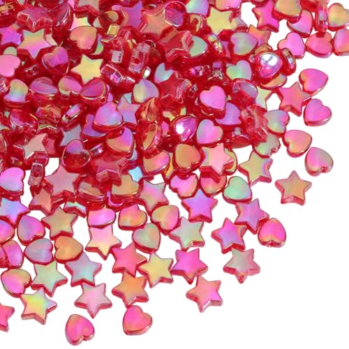 SOFPLATE 1 Schachtel Mit 800 Stück Sternförmigen Perlen Stern Herz Perlen Kleine Mini Rot Sortimente Aus Acryl Transparente ab Farbe Fünfzackige Perlen Zur Schmuckherstellung Valentinstag Geburtstag F von SOFPLATE