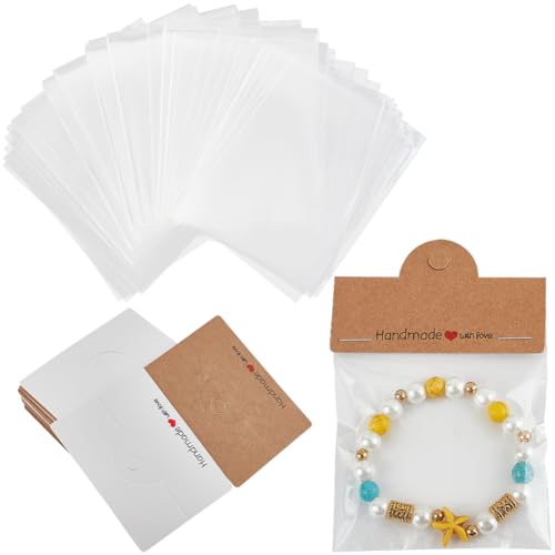 SOFPLATE 100 Stück Schmuck Displaytaschen Armbande Displaykarten Papier Faltbare Kopfkarten Kleine Bastelpakete Kartonhalter Präsentation Hängender Armbänder Ohrringe Armbänder Kleine von SOFPLATE