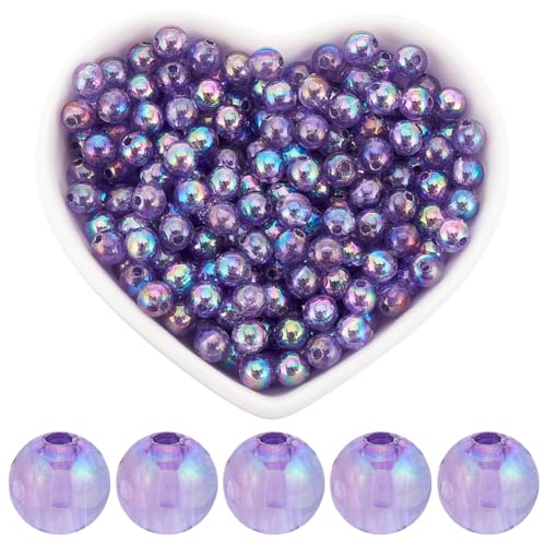 SOFPLATE 1000 Stück Runde Acrylperlen 6mm Blasenperlen Kunststoff Lila ab Farbe Transparente Perlen Abstandsperlen Bastelperlen Lose Perlen Für Armbänder Perlen Ohrringe Halsketten Schmuckherstellung von SOFPLATE