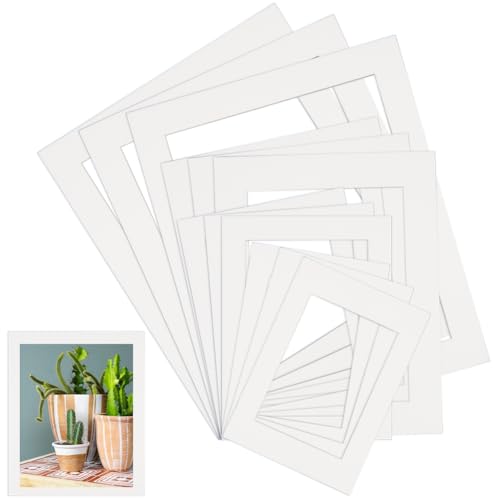 SOFPLATE 12 Stück Vorgeschnittenes Foto Passepartout Set 5 x 7in/6 x 8in/8 x 10in/10 x 12in Weißes Hohles Rechteckiges Papier Blankes Display Album Set Zubehör Für Fotos Bilder Wand Kunstwerk Dekor von SOFPLATE