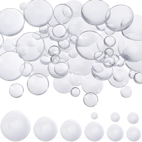 SOFPLATE 126 Stück 9 Größen Klare Runde Cabochons Glas Cabochons Kuppeln Nicht Kalibriert Transparente Cabochon Kacheln Mit Flacher Rückseite Aus Kristall Für Die Schmuckherstellung Das Basteln von Fo von SOFPLATE