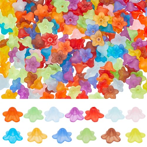 SOFPLATE 1300 Stück 13 Farben Acryl Perlenkappen Frostblumen Perlen Großpackung Verschiedene Bunte Blumen Mattierte Florale Lose Abstandsperlen Mit Loch Für Die Schmuckherstellung DIY Bastelzubehör Fr von SOFPLATE