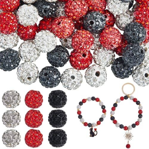 SOFPLATE 150 Stück 3 Farben 10mm Discokugel Perlen Weiße Strass Perlen Schwarz Rot Rund Funkelnd Glänzend Pavé Strass Polymer Ton Abstandsperle Für Perlenstifte Armbänder Halsketten Dekoration SOFPLATE 150 Stück 3 Farben 10mm Discokugel Perlen Weiße Strass Perlen Schwarz Rot Rund Funkelnd Glänzend Pavé Strass Polymer Ton Abstandsperle Für Perlenstifte Armbänder Halsketten Dekoration von SOFPLATE