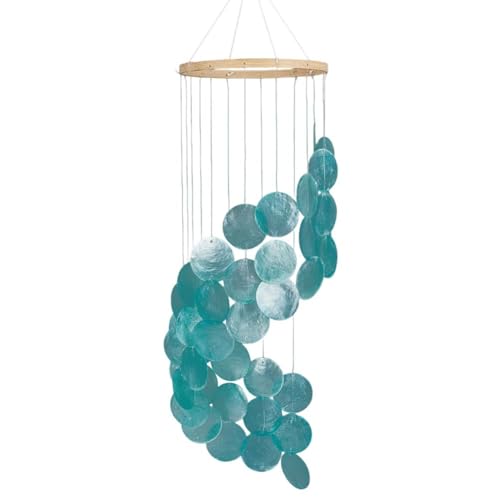 SOFPLATE 1Box 28.35" türkisfarbene Windspiele Windspiele Meer Natürliche Muscheln Sommerurlaubsgeschenke Ozean Strand Thema Dekoration Hängender Sonnenfänger Spiral Windspiele Für Draußen Haus Garten von SOFPLATE