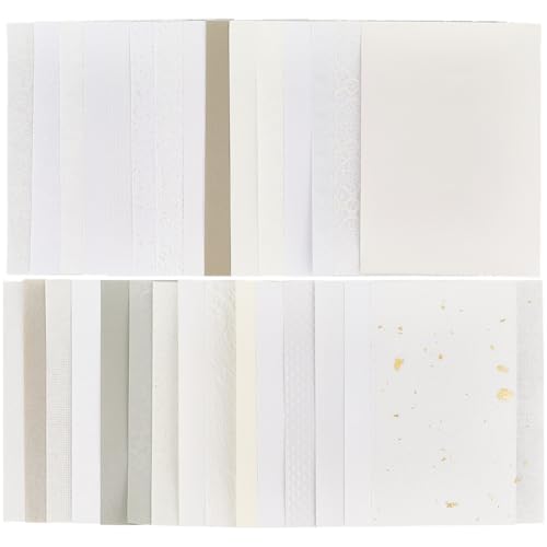 SOFPLATE 2 Set 30 Stück Weiß Strukturiertes Scrapbooking Papier Hintergrundpapierblock A5 Mesh Kunsthandwerk Handgefertigt Geprägt Rechteckige Papierblätter Für Scrapbook Junk Journal Grußkartenzubehö von SOFPLATE