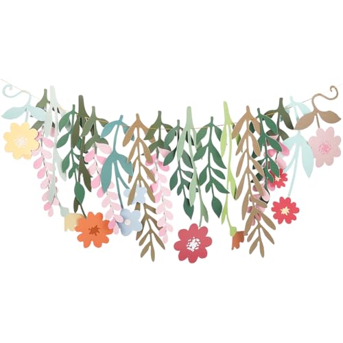 SOFPLATE 2 Set PapierBlumenn Banner Boho Blatt Banner Doppelseitig Blumennblätter Ausgeschnitten WildBlumenn Girlanden Party Hängedekoration Für Frühling Hochzeit Brautparty Hintergrund Garten Innen von SOFPLATE