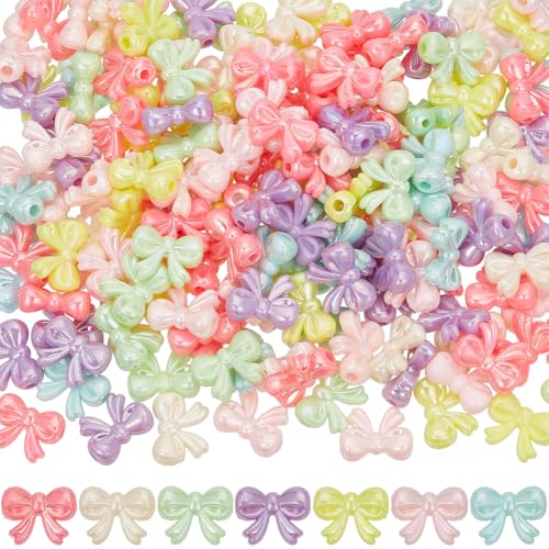 SOFPLATE 200 Stück Acryl Schleifenperlen Schleifenperle Großpackung Rosa Weiß Grün Orange Schmetterlingsflügel Schleifen Schleifenknotenform Kleine Lose Abstandsperlen Für Die Schmuckherstellung Armbä von SOFPLATE