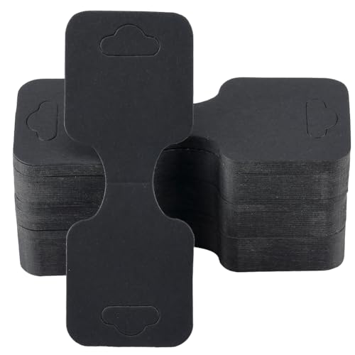 SOFPLATE 200 Stück Schwarze Schmuckdisplaykarten Faltbare Schmuckhalter Aus Papier 3.54 x 1.34(1) cm Rechteckig Zum Aufhängen von Halsketten Umklappbare Kartonanhänger Schmuck Halskett von SOFPLATE