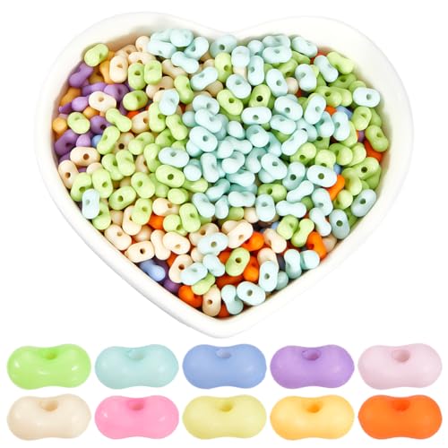 SOFPLATE 2000 Stück 10 Farben Kleine Erdnussperlen Verschiedene Rocailles Perlen Undurchsichtig Bunt Acryl Mini Bohnenpflanze Lose Abstandsperle Zur Schmuckherstellung Charms Armbänder Halsketten Zube von SOFPLATE
