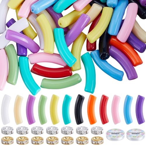 SOFPLATE 240 Stück Gebogene Bambusperlen Röhrenperlen Set Mit 2 Rollen Elastischem Faden Blickdichte Bunte Acrylnudeln Messing Strasssteine Lose Abstandsperlen Für Die Schmuckherstellung Armbänder Hal SOFPLATE 240 Stück Gebogene Bambusperlen Röhrenperlen Set Mit 2 Rollen Elastischem Faden Blickdichte Bunte Acrylnudeln Messing Strasssteine Lose Abstandsperlen Für Die Schmuckherstellung Armbänder Hal von SOFPLATE