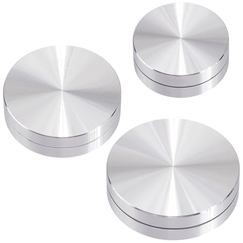 SOFPLATE 3 Stück 30/37,5/44,5 mm Töpferei Spinner Werkzeug Ton Spinner Trimming Tool Aluminium Flach Rund Silber Drehteller Basis Tisch Tablett Werfen Kits Zubehör für Keramik Polymer Clay Kuchen von SOFPLATE