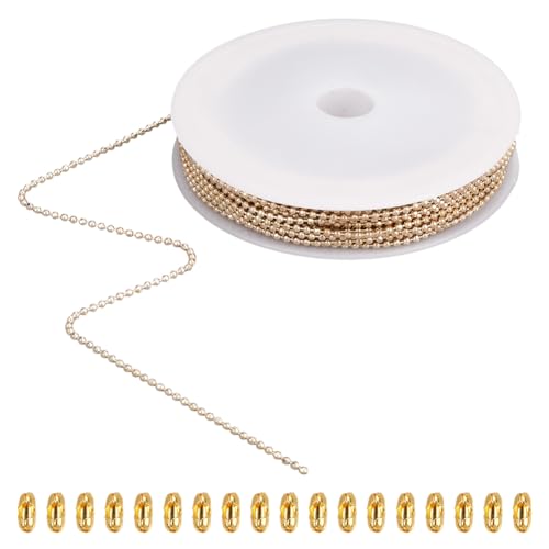 SOFPLATE 30 Fuß/9 m 1.5mm Goldene Kugelkettenrolle Hundemarkenketten Kleine Runde Facettierte Kugelperle Messing Gelötete Zugverlängerung Metallperlen Verbindungsstücke Für Die Schmuckherstellung Hals SOFPLATE 30 Fuß/9 m 1.5mm Goldene Kugelkettenrolle Hundemarkenketten Kleine Runde Facettierte Kugelperle Messing Gelötete Zugverlängerung Metallperlen Verbindungsstücke Für Die Schmuckherstellung Hals von SOFPLATE