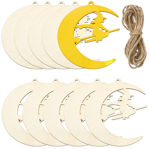 SOFPLATE 30 Stück Holzfeen Ausschnitte Vintage Halloween Ornamente Aus Holz Mit Kordeln Hexenmond MDF Blank Beige Unlackiert Zum Aufhängen Bastelkunst Scheiben Verzierungen Für Halloween Party Brandma SOFPLATE 30 Stück Holzfeen Ausschnitte Vintage Halloween Ornamente Aus Holz Mit Kordeln Hexenmond MDF Blank Beige Unlackiert Zum Aufhängen Bastelkunst Scheiben Verzierungen Für Halloween Party Brandma von SOFPLATE