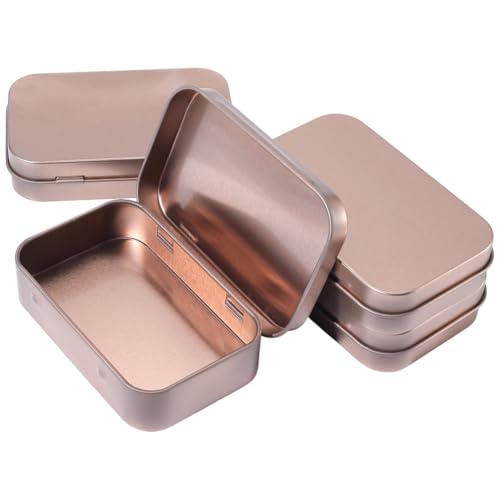 SOFPLATE 4 Packung 4 x 2.5 x 0.9 Zoll Große Blechdose Mit Scharnier Aus Metall Rechteckig Leere Blechdosen Mit Scharnier Navajo Weiß Klein Mini Aufbewahrungsdose Mit Eisendeckel Tragbarer Organizer Be von SOFPLATE