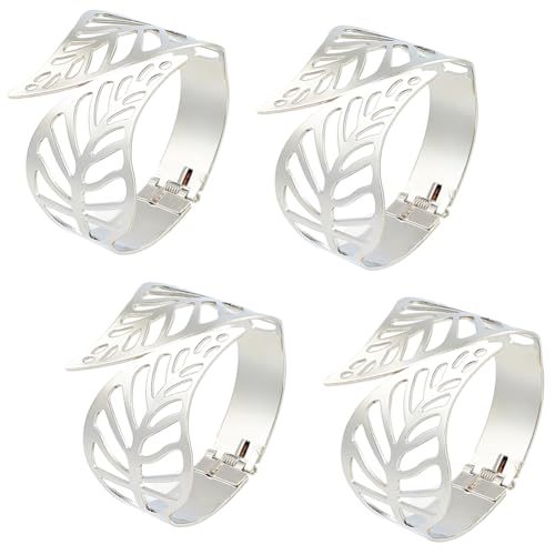 SOFPLATE 4 Packung Vorhang Raffhalter In Blattsilber Metall 2.4 x 2.64 Zoll Hohle Pflanzen Eisen Hängende Manschette Scharnierförmige Raffhalter Für Fensterbehandlungen Zubehör Für Fenstervorhänge Gar von SOFPLATE