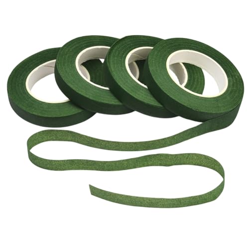 SOFPLATE 4 Rolle 29.5 Yards/27 m Blumennstiel Wraps Blumennwickelband 1/2 Zoll Blumennstrauß Stiel Wrap Floristen Klebeband Für Frische Künstliche Blumennsträuße Arrangements DIY Bastelarbeiten Olivgr von SOFPLATE