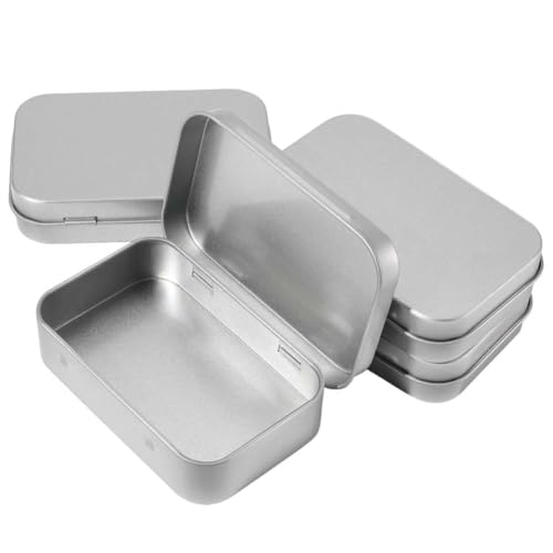 SOFPLATE 4 Stück 10x6x2CM Metalldosen Rechteckig Kkleine Blechdosen Eckig Mit Deckel Tragbare Geschenkboxen Weißblech Aufbewahrungsbehälter Für Schlüssel Ohrringe Schmuck Heimwerker Heim Organizer von SOFPLATE