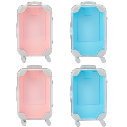 SOFPLATE 4 Stück 2 Farben Mini Koffer Partygeschenk Geschenkbox Kunststoff Mini Gepäck Leer Verpackung Für Falsche Wimpern Süßigkeitenetui Aufbewahrungsorganisator ABS Reisewerkzeug Für Wimpern Make U von SOFPLATE