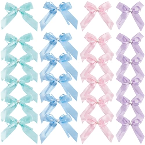 SOFPLATE 40 Stück 4 Farben Grüne Schleifen Koketten Schleifen Dekorationen Farbenfrohe Ästhetische Kleine Glatte Polyester Perlen Blumenn Schleifen Applikationen Ornamente Zum Nähen Scrapbooking Party von SOFPLATE