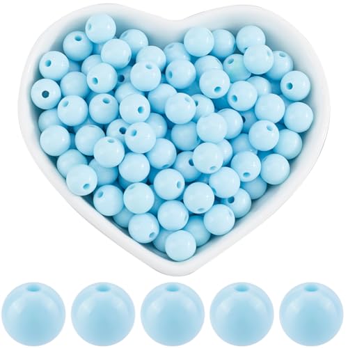 SOFPLATE 500 Stück Blaue Runde Perle Undurchsichtige Acryl Abstandsperlen Glatt 8mm Kleine Himmelblaue Abstandsperle Schmuckkugel Lose Perlen Zur Schmuckherstellung Armbänder Halsketten Ohrringe Zube von SOFPLATE