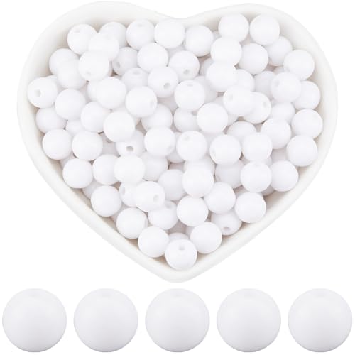 SOFPLATE 500 Stück Weiße Runde Perle 8mm Acrylperlen Großpackung Kleine Glatte Undurchsichtige Abstandsperlen Schmuck Kunststoffkugel Lose Perlen Zur Schmuckherstellung Armbänder Halsketten Ohrringe von SOFPLATE