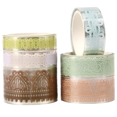 SOFPLATE 6 Stil 6 Rollen Spitzenmuster Abdeckband Spitzen Dekoband Set Großpackung Vintage Transparent Mehrfarbig Blumennmuster Bastelaufkleberrolle Für Heimwerker Basteln Scrapbooking Geschenkverpack SOFPLATE 6 Stil 6 Rollen Spitzenmuster Abdeckband Spitzen Dekoband Set Großpackung Vintage Transparent Mehrfarbig Blumennmuster Bastelaufkleberrolle Für Heimwerker Basteln Scrapbooking Geschenkverpack von SOFPLATE