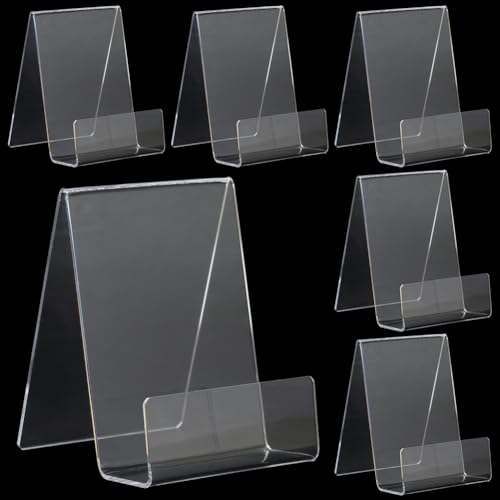 SOFPLATE 6 Stück Acryl Buchstaffelei Ständer Tischbuchhalter mit Ledge 7,6 x 10,2 cm klar transparent verdickt multifunktionales Display für Büro Zuhause Display Tablets Zeitungen Zeitschriften von SOFPLATE