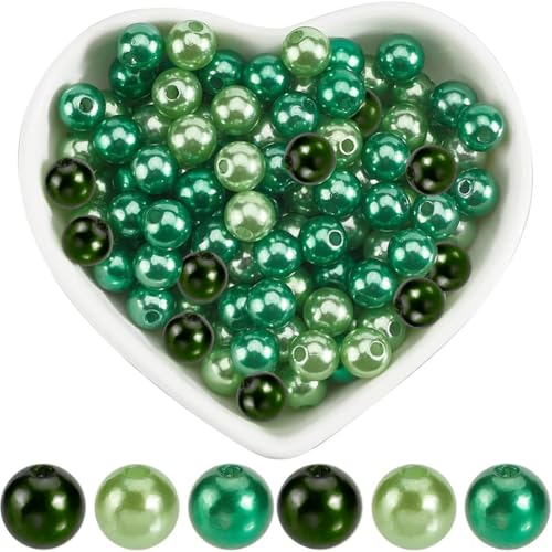 SOFPLATE 600 Stück. Patrick's Day 8mm Grüne Perlen Runde Acrylperlen Kunstperlen Irisches Thema Frühlings Lose Perlen Für Schmuckherstellungszubehör DIY Halsketten Armbänder Ohrringe Party Dekor von SOFPLATE