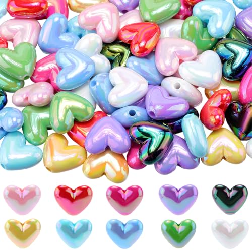 SOFPLATE 80 Stück 10 Farben Herz Stiftperlen Acryl Fokusperlen Kaugummi Klobig Glatt UV Farbenfroh Kunststoff Herzförmig Glänzende Abstandsperle Zur Schmuckherstellung Perlenstifte Charms Armbänder De von SOFPLATE