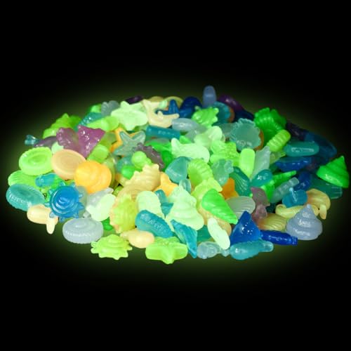 SOFPLATE Ca. 120g Vasenfüller Mit Ozean Motiv Im Dunkeln Leuchtende Steine Große Menge Bunt Leuchtend Sommer Acryl Meerestiere Klein Ohne Loch Perlenfüller Für Aquarien Vasen Partys Heim DIY Dekoratio von SOFPLATE