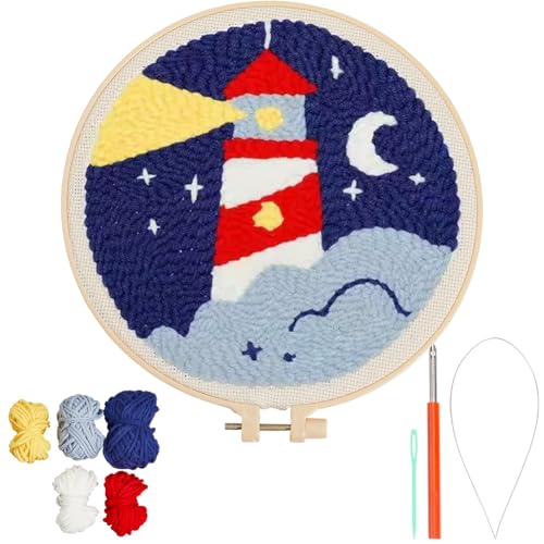 SOFPLATE Punch Needle Bastelset Leuchtturm Punch Needle Kits Mit Nähgarnen Holzrahmenregal Gestempeltem Sticktuch Musterset Für Erwachsene Und Anfänger Herstellung von Kleidungsstücken Kissen DIY Bast SOFPLATE Punch Needle Bastelset Leuchtturm Punch Needle Kits Mit Nähgarnen Holzrahmenregal Gestempeltem Sticktuch Musterset Für Erwachsene Und Anfänger Herstellung von Kleidungsstücken Kissen DIY Bast von SOFPLATE