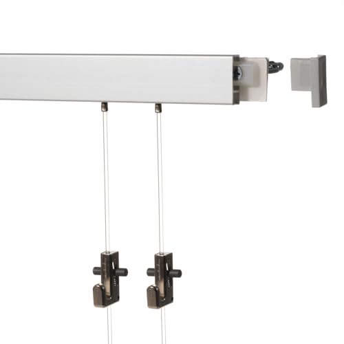 2 Meter (1 x 2m) SOFT-RAIL® Bilderschienen Set COMFORT (M), Silber-matt eloxiert, versch. Längen und Farben von SOFT-RAIL